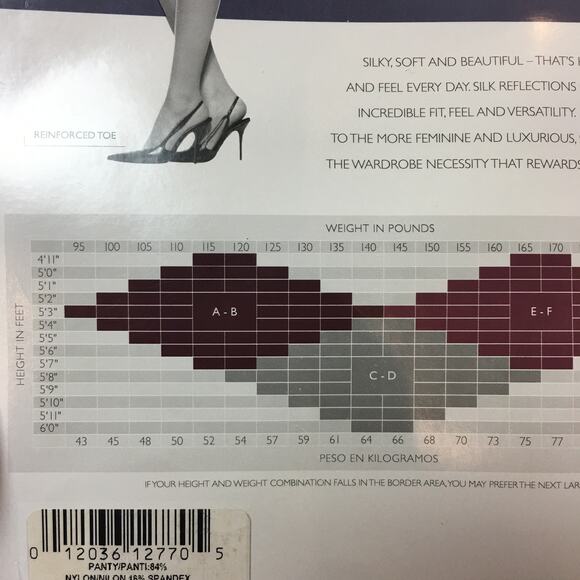 New Hanes Silk Reflections Silky Sheer Control Top Reinforced Toe C-D Barely Blk - Picture 4 of 5